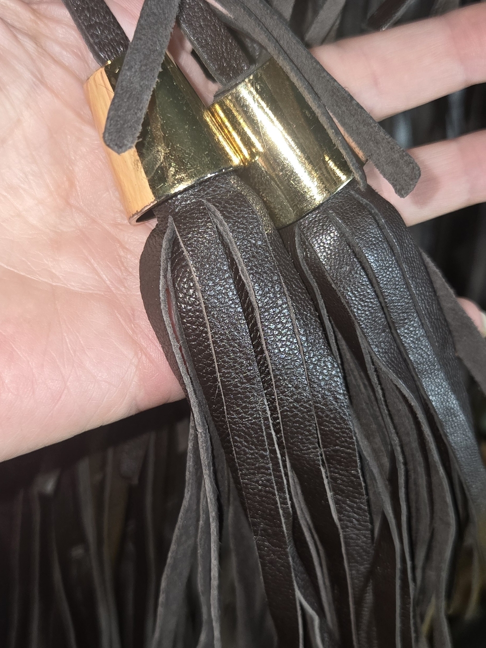 Zara Brown Fringed Tote with Gold Hardware - Picture 6 of 8